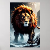 Mächtige Löwen, die über Wasser laufen Poster (Vorne)