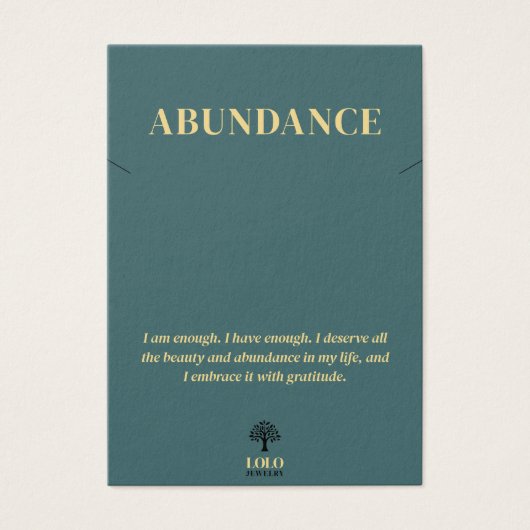 Mächtige Necklace Emerald Juwelier Display Card (Vorderseite)