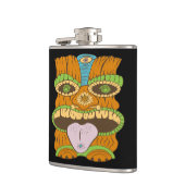 Mächtige Tiki-Statue in psychedelischer Stimmung,  Flachmann (Links)