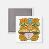 Mächtige Tiki-Statue in psychedelischer Stimmung, Magnet (Vorderseite/Rückseite)