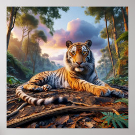 Mächtiger Bengalischer Tiger im Wilden Dschungel Poster