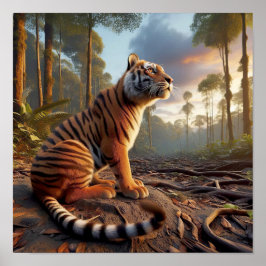 Mächtiger Bengalischer Tiger im Wilden Dschungel Poster