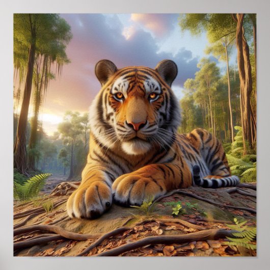 Mächtiger Bengalischer Tiger im Wilden Dschungel Poster (Vorne)