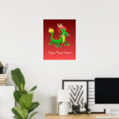 Mächtiger chinesischer Azur-Drache Poster (Heimbüro)