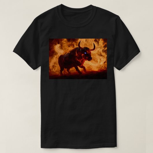 Mächtiger Feuerstier T-Shirt (Design vorne)