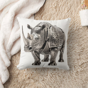 Mächtiger keltischer Silber-Rhino mit aufwendiger Kissen