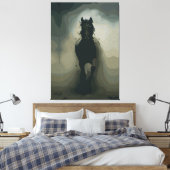 Mächtiger schwarzer Hengst in Bewegung Leinwanddruck (Insitu (Schlafzimmer))