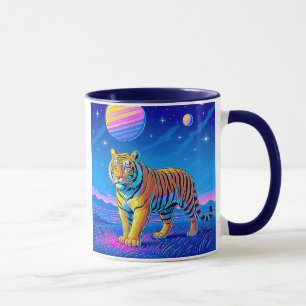 Mächtiger Tiger in einer kosmischen Landschaft. Tasse