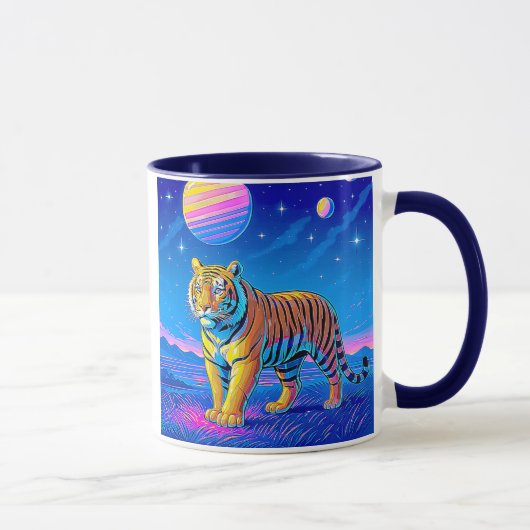 Mächtiger Tiger in einer kosmischen Landschaft. Tasse (Rechts)