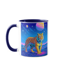 Mächtiger Tiger in einer kosmischen Landschaft.