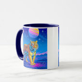 Mächtiger Tiger in einer kosmischen Landschaft. Tasse (Vorderseite Links)