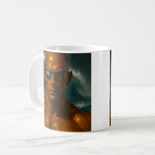 Mächtiger Wellenandroid Kaffeetasse (Vorderseite Links)