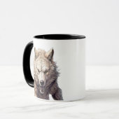 Mächtiger Wolf mit intensivem Blick. Tasse (Vorderseite Links)