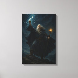 Mächtiger Zauberer Lightning in Stormy Sky Leinwanddruck