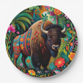 Mächtiges Büffel Bison Tier Pappteller (Vorderseite)