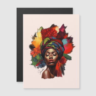 Machtvolle afroamerikanische Frau Magnetkarte