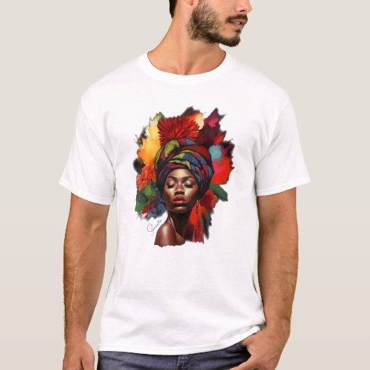 Machtvolle afroamerikanische Frau T-Shirt (Vorderseite)