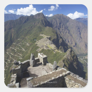 Machu Picchu angesehen von Huayna Picchu Spitze, Quadratischer Aufkleber