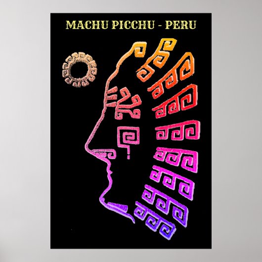 Machu Picchu Cusco Peru Zeichnend Poster (Vorne)