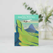 Machu Picchu Flight Travel Poster Postkarte (Stehend Vorderseite)