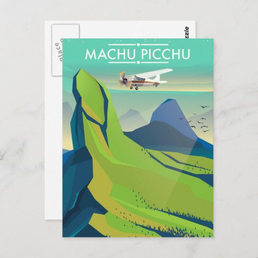 Machu Picchu Flight Travel Poster Postkarte (Vorne/Hinten)
