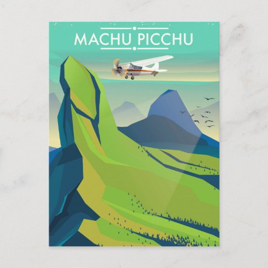 Machu Picchu Flight Travel Poster Postkarte (Vorderseite)