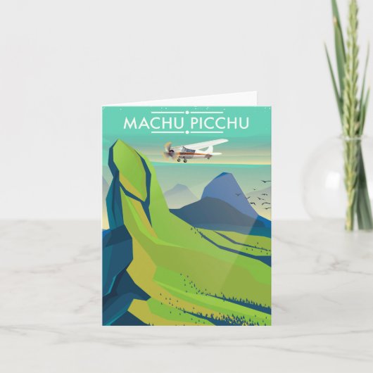 machu picchu Flug-Reiseplakat Feiertagskarte (Vorderseite)