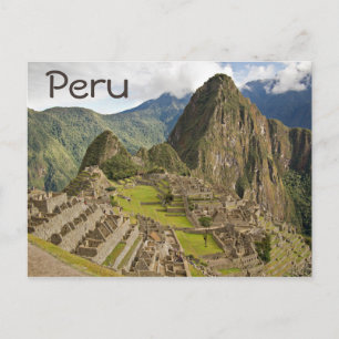 Machu Picchu, inca city in Peru text postcard Postkarte