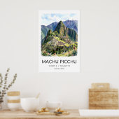 Machu Picchu Kunstprint - Blaue neblige Landschaft Poster (Küche)