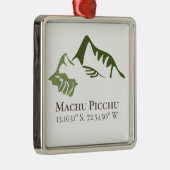 Machu Picchu Latitude & Longitude Ornament Aus Metall (Rechts)