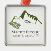 Machu Picchu Latitude & Longitude Ornament Aus Metall (Vorne)