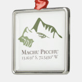 Machu Picchu Latitude & Longitude Ornament Aus Metall (Links)