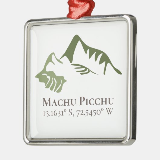 Machu Picchu Latitude & Longitude Ornament Aus Metall (Links)
