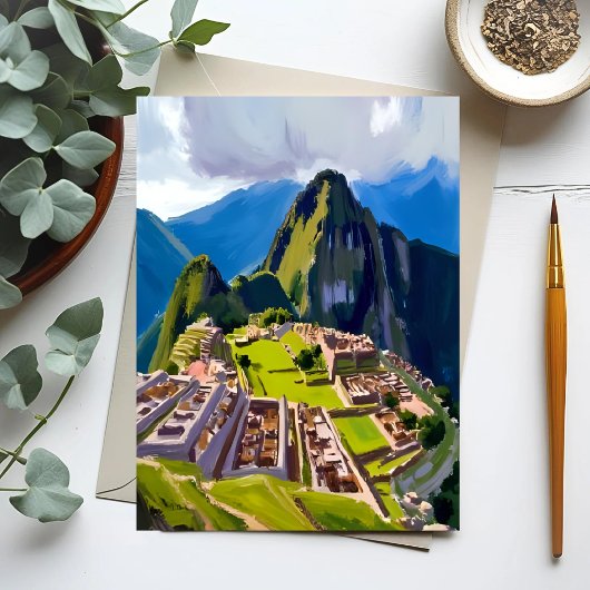 Machu Picchu Peru Gemälde Postkarte