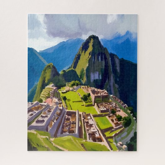 Machu Picchu Peru Gemälde Puzzle (Vertikal)