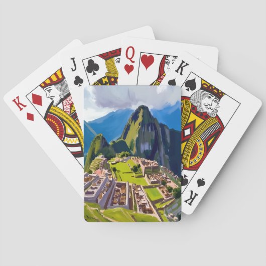 Machu Picchu Peru Gemälde Spielkarten (Rückseite)