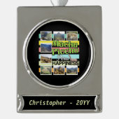 Machu Picchu Peru Glück Banner-Ornament Silber (Vorderseite)