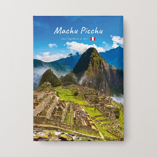 Machu Picchu, Peru - Inka-Stadt Ruinen Button (Vorderseite)