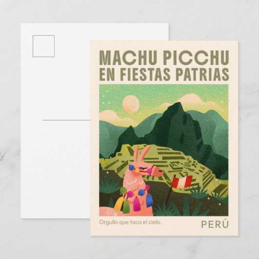 Machu Picchu Peru Kunst Vintage Reise Postkarte (Vorne/Hinten)