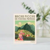 Machu Picchu Peru Kunst Vintage Reise Postkarte (Stehend Vorderseite)