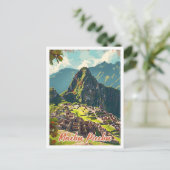 Machu Picchu Peru Künstlerische Reise Illustration Postkarte (Stehend Vorderseite)