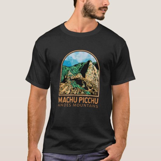 Machu Picchu Peru Landmark Emblem Vintage T-Shirt (Vorderseite)
