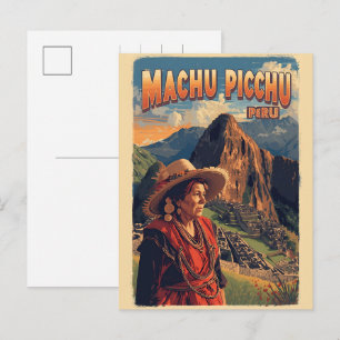 Machu Picchu Peru lokale alte Frau Geschenke Feiertagspostkarte