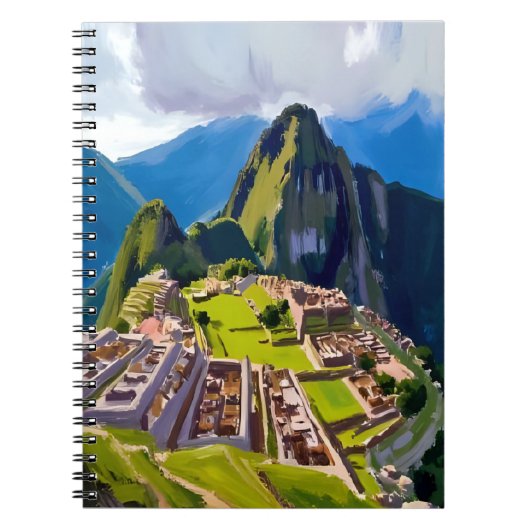 Machu Picchu Peru Malerei Reise Kunst Notizblock (Vorderseite)