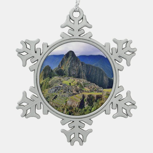 MACHU PICCHU - Peru - Panorama Schneeflocken Zinn-Ornament (Vorderseite)