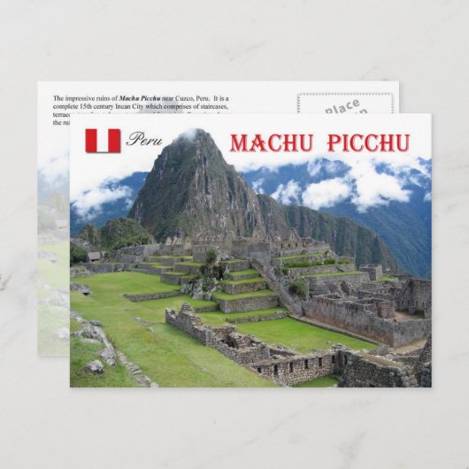 Machu Picchu, Peru Postkarte (Vorne/Hinten)