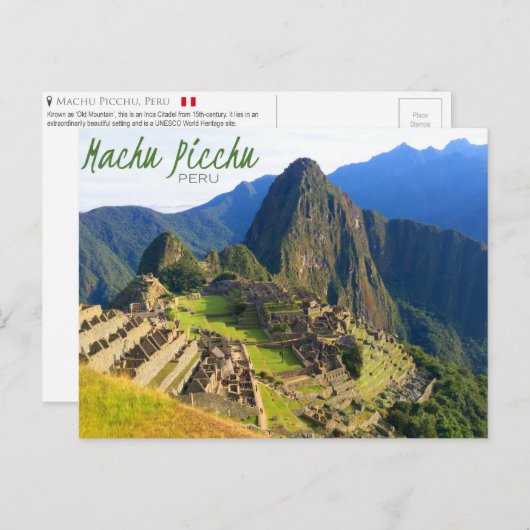 Machu Picchu, Peru Postkarte (Vorne/Hinten)