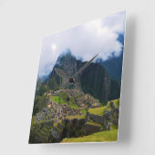 Machu Picchu, Peru Quadratische Wanduhr (Winkel)