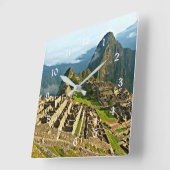 Machu Picchu, Peru Quadratische Wanduhr (Winkel)