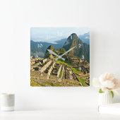 Machu Picchu, Peru Quadratische Wanduhr (Zuhause)